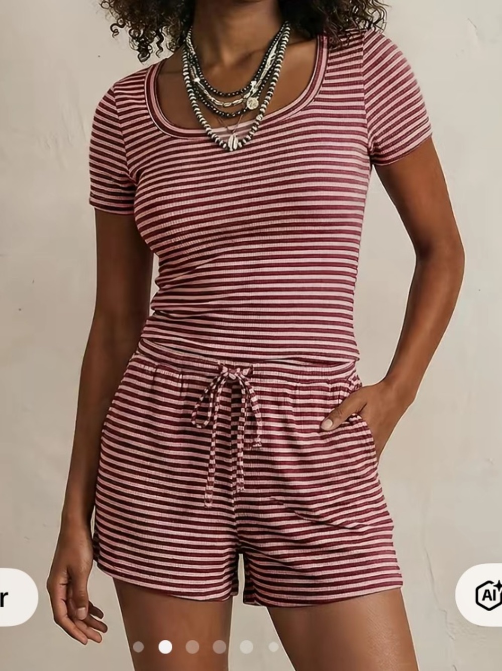 NWT Pink Striped Short-Sleeve Shorts Set XS